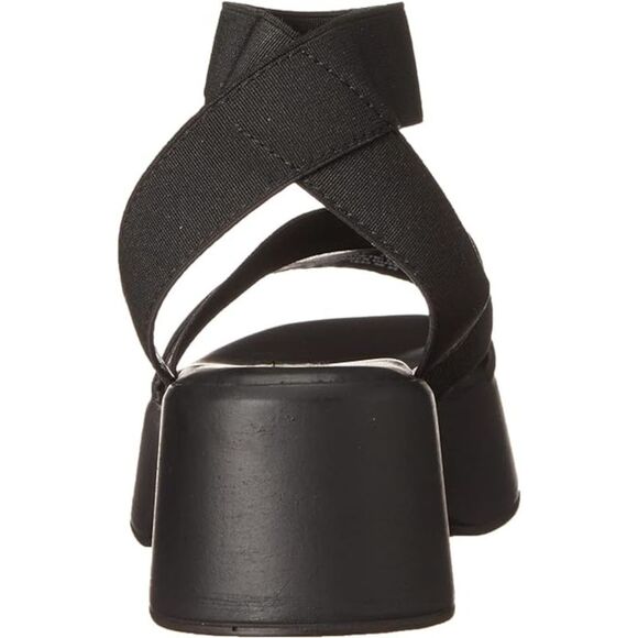 STEVE MADDEN Womens Black 1-1/2" Platforms Sashes Wedge Sandals Shoes 9 M - Picture 2 of 4